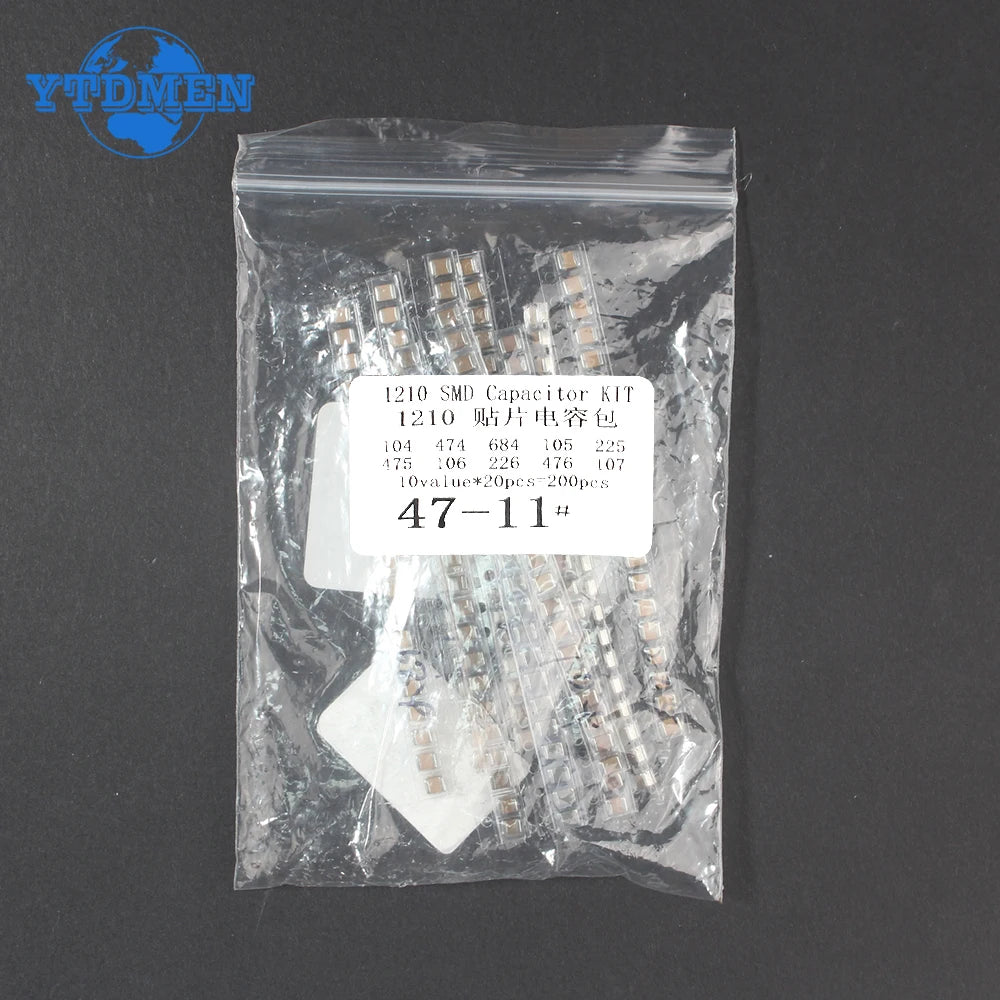 200PCS Capacitor SMD 1210 Assorted Set 0.1UF 100UF 10 Kinds 