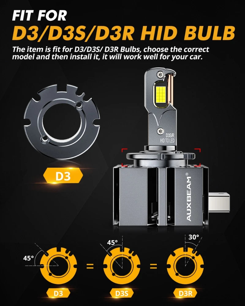 AUXBEAM D3 D3S D3R LED Headlight Bulb HID Bulb REPLACEMENT 6