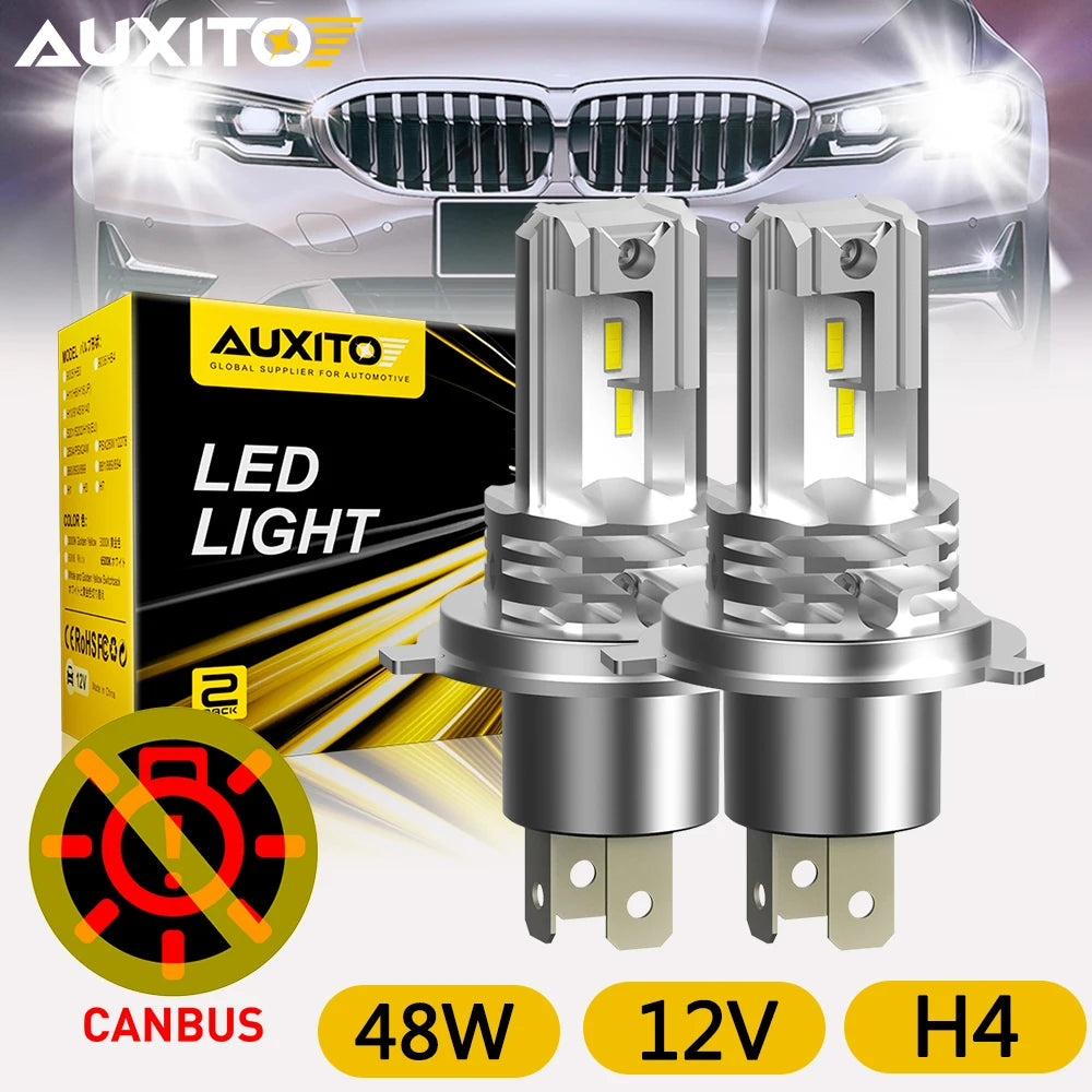 1/2Pcs AUXITO H4 LED Car Headlights Canbus High and Low Beam