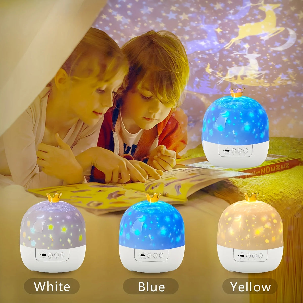 Crown Fantasy Star Sky Projection Night Light 15in1 Bedroom 