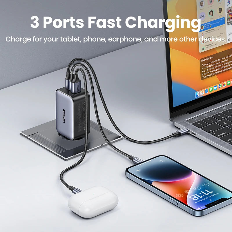 UGREEN 65W GaN Charger Quick Charge 4.0 3.0 Type C PD Fast P