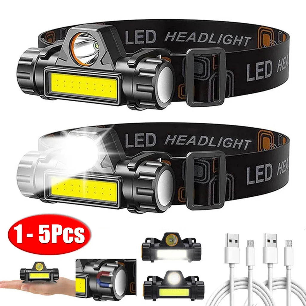 1-5PCS Rechargeable COB LED Headlamp Strong Magnetic Powerfu
