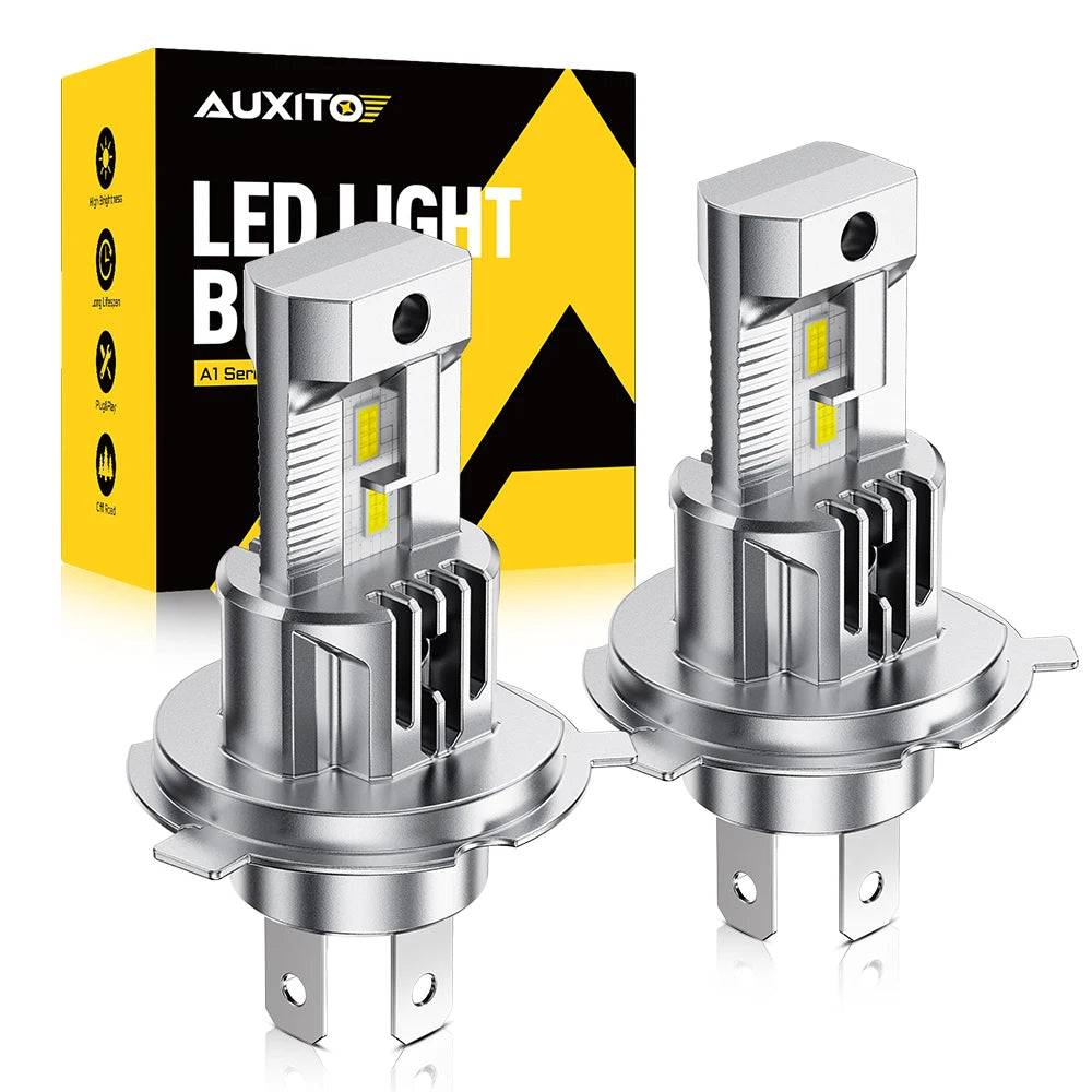 AUXITO 2Pcs Fanless H4 LED Bulbs High Beam Low Beam For Car Headlights 6500K White 12000LM 50W H4 LED Automotivo Canbus Lamp 12V