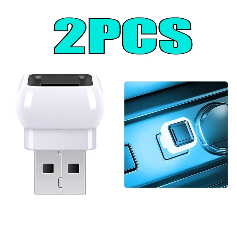 2pcs USB Powered Car Interior LED Ambient Light Plug Play Mini Mood Atmosphere Lamp Auto Decoration Lighting Car Interior