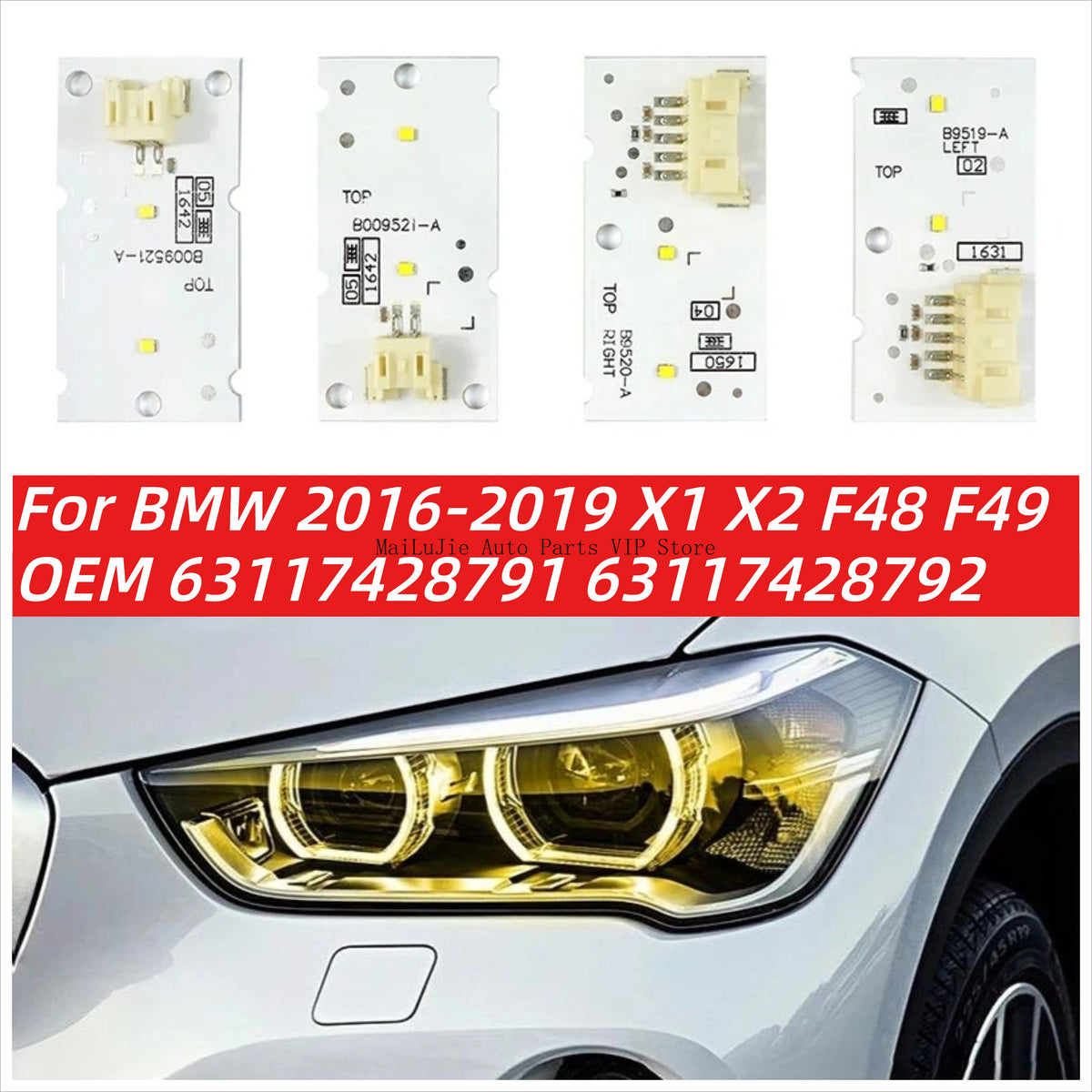 Angel Eye DRL Board 63117428791 63117428792 For BMW 2016-2019 X1 X2 F48 F49 LED Headlight Running Light