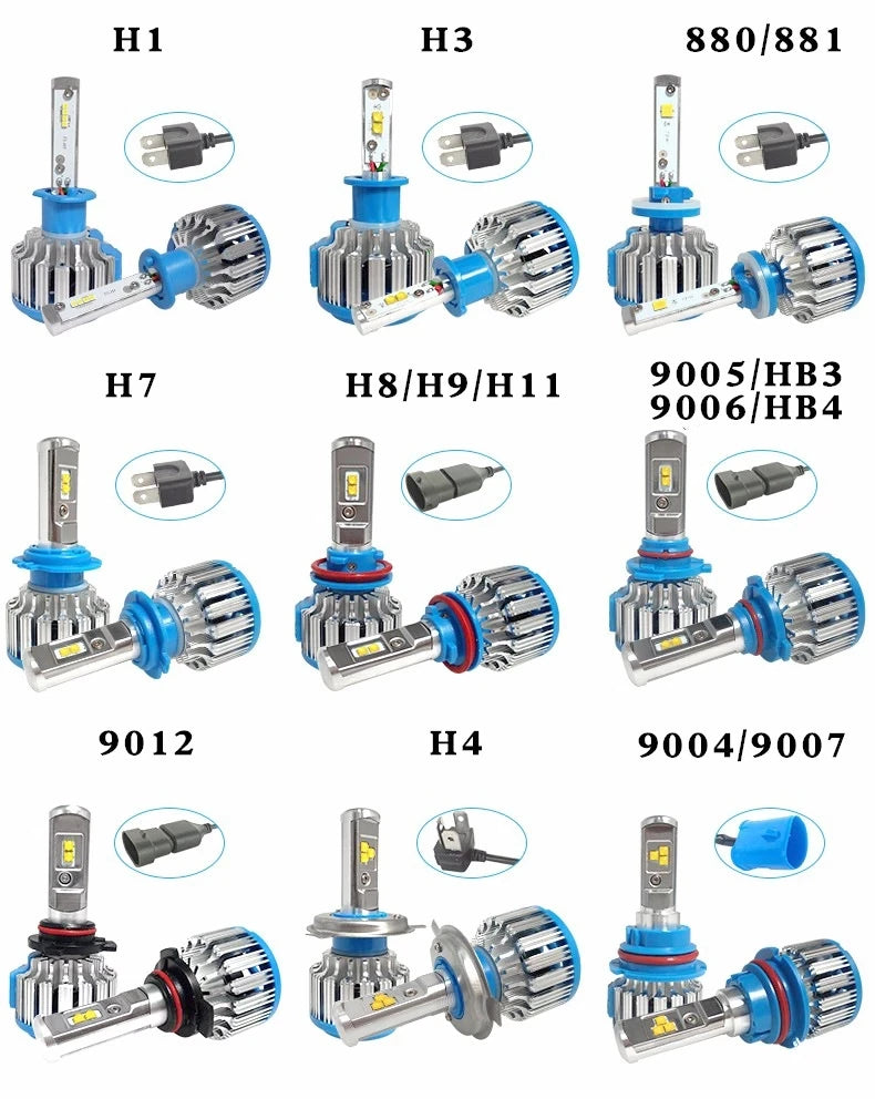 Turbo Led T1 H4 H7 Led Headlight 70W H1 H3 H11 9004 9005 900