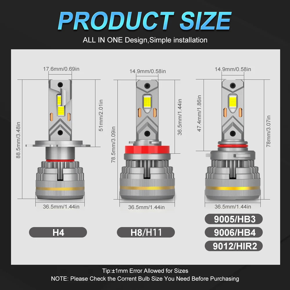 MAXGTRS 2X Turbo LED H4 9003 HB2 H1 H7 H8 H11 9005 9006 LED 