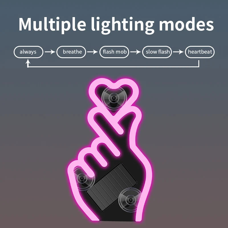 Solar Power Led Finger Heart Shaped Led Ambient Light Suctio