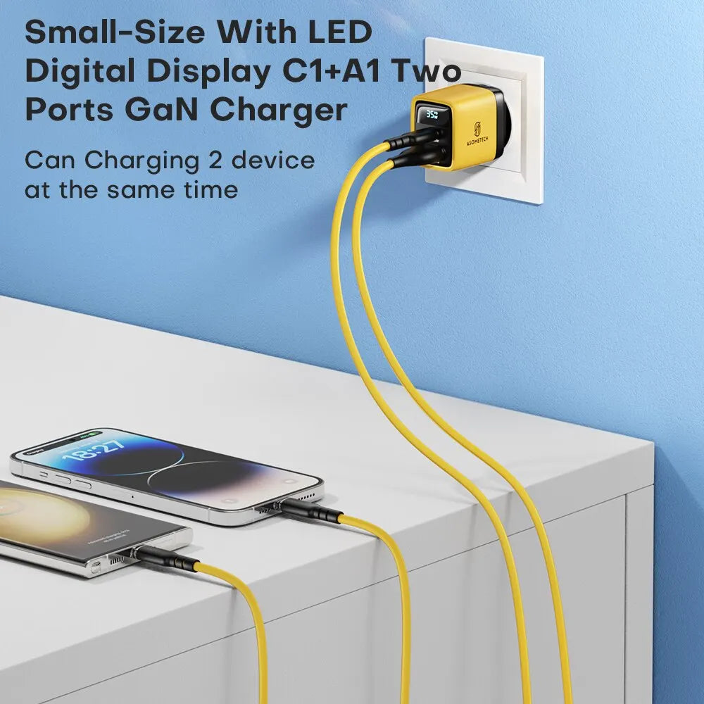 ASOMETECH 35W GaN Charger LED Display QC3.0 30W 25W PD PPS Q