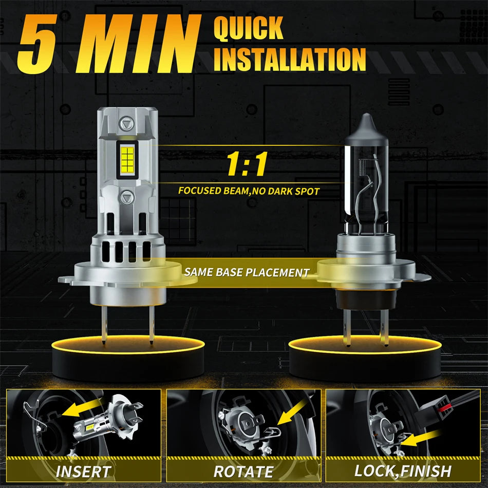AILEO 2Pcs Led Lights 22000Lm 100W H7 CSP Headlight Bulb For