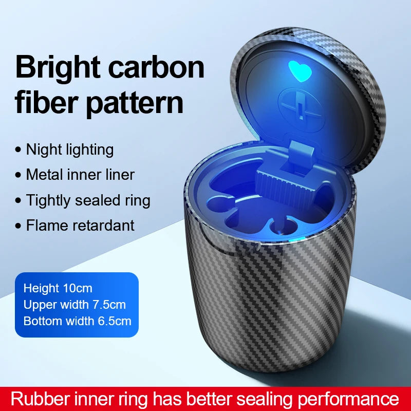 Car Ashtray Universal One Click Open Lid Personalized LED Ambient Light Ashtray Car Smoke Prevention and Extinguishing Box