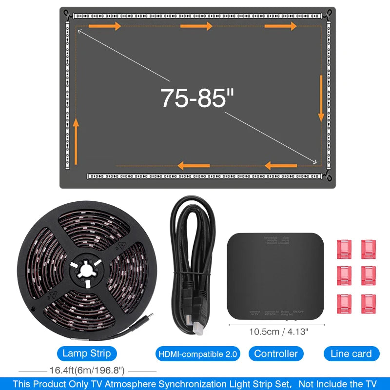 2026 New Ambient TV LED Backlight Sync to Screen For 40-85Inch Real-Time Sync LED Light Strip For 4K HDMI-Compatible 2.0 Device