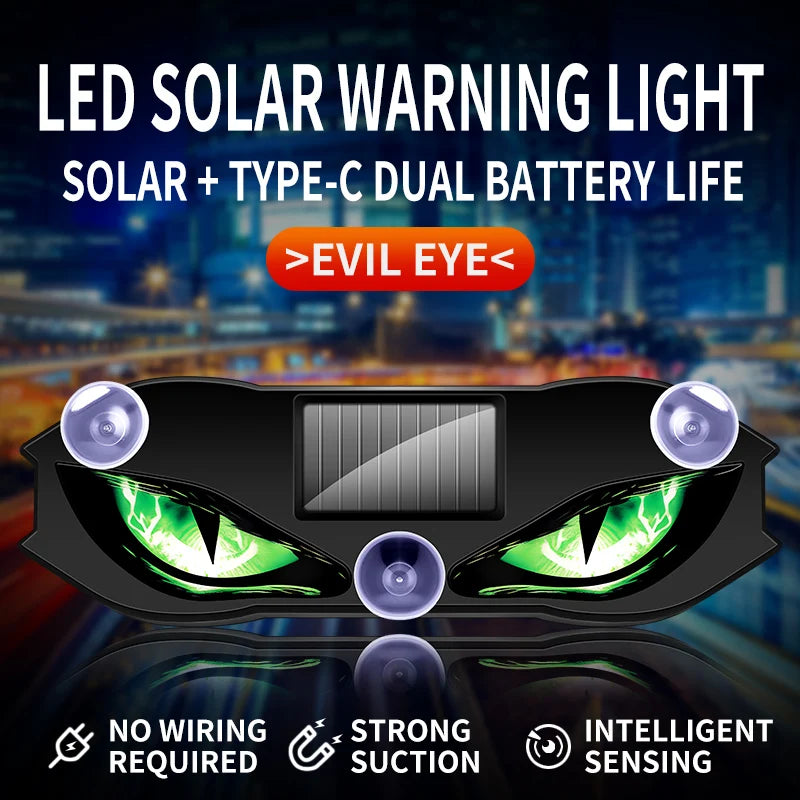 LED solar powered car warning light devil s eye ambient ligh