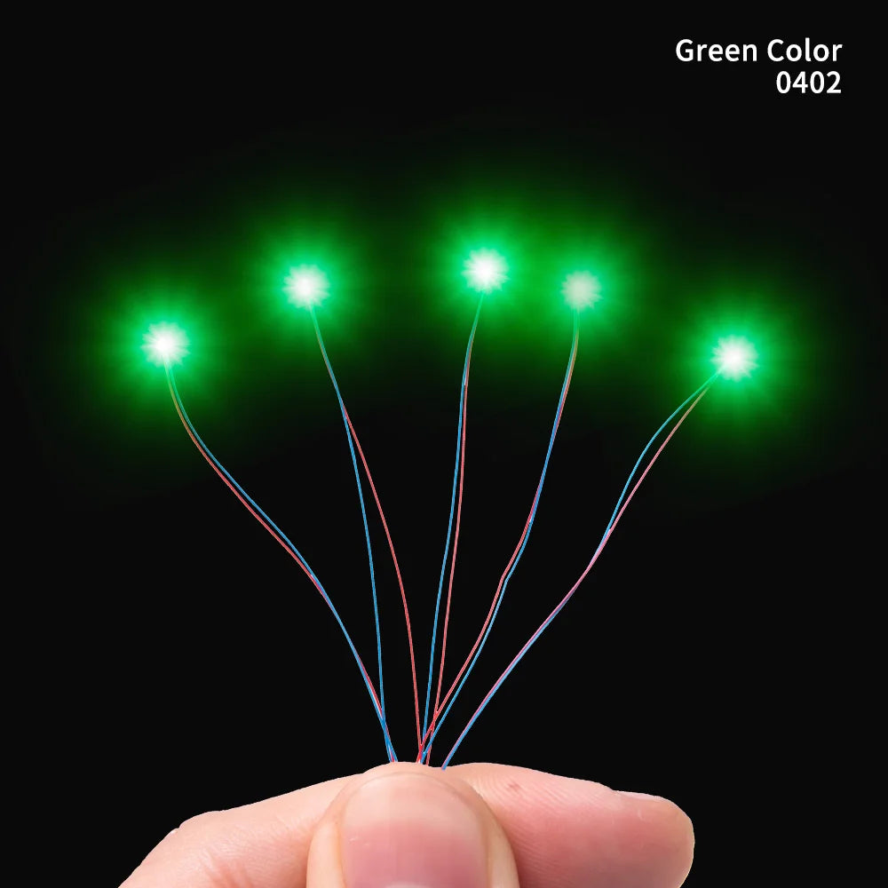 5PCS 3V LED 0402 0603 SMD Lamp Wired Chip 30cm Model Toys Railway Scene Micro Led Pre-soldered Light Model Kit for Cars Diorama