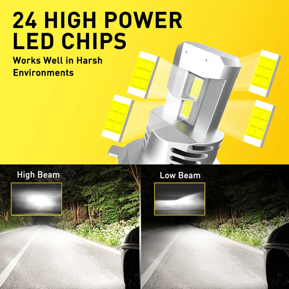 AUXITO 2Pcs H4 LED Light Canbus No Error H4 Car LED Headligh
