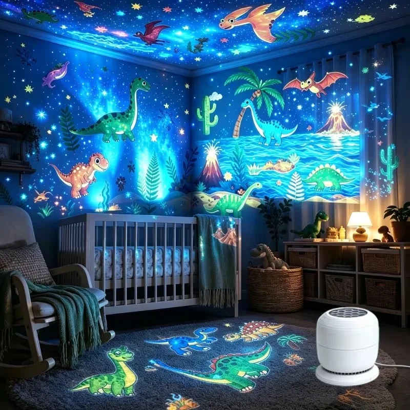 Mini 360 Rotating Night Light Projector USB Jurassic Dinosau