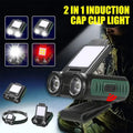 Sensor COB LED Headlamp Cap Clip Light USB Rechargeable Head