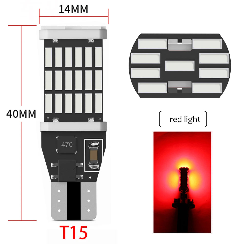 2/10pcs T10 W5W T15 W16W Car Led Lights Canbus No Error 4014SMD For Car Accessories Interior Lamps Tail Reverse Lights White 12V