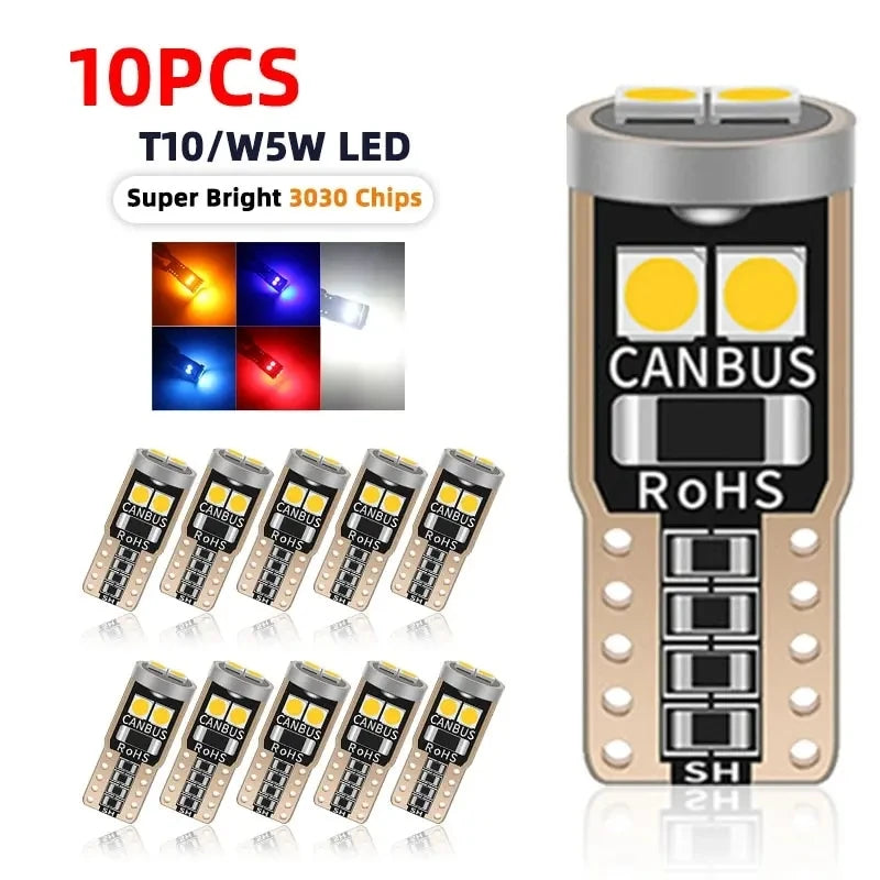 2/6/10Pcs T10 W5W 6SMD 3030 Super Bright LED Canbus No Error