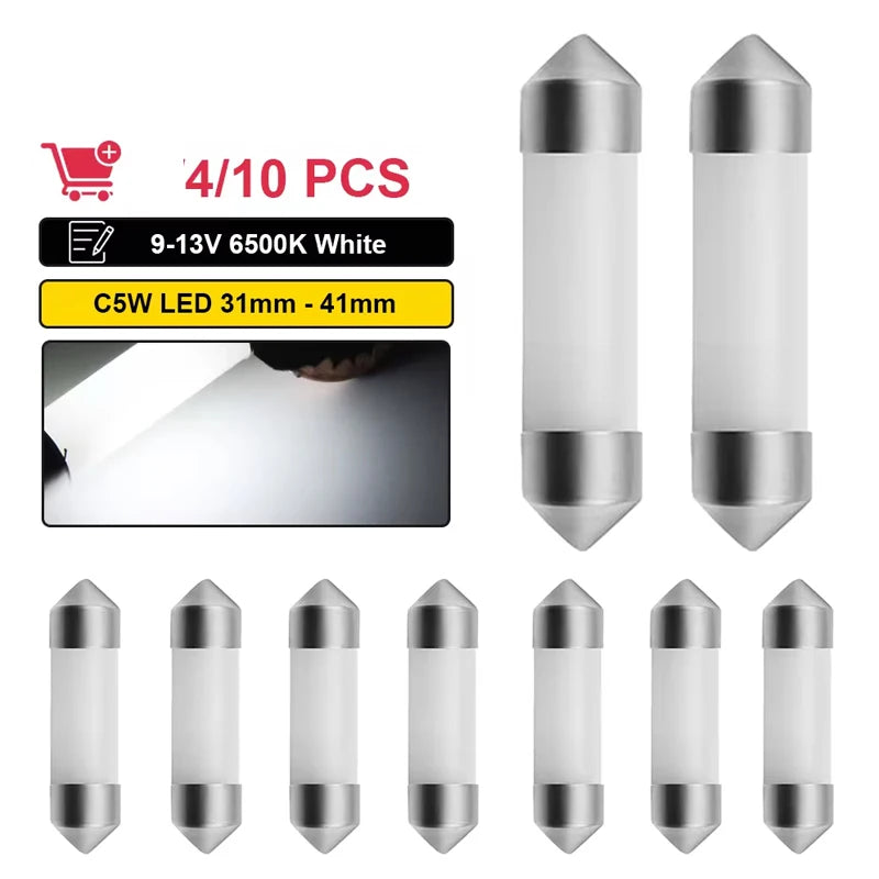 4/10 PCS 31mm 36mm 39mm 41mm C10W COB C5W LED Bulb Festoon 1