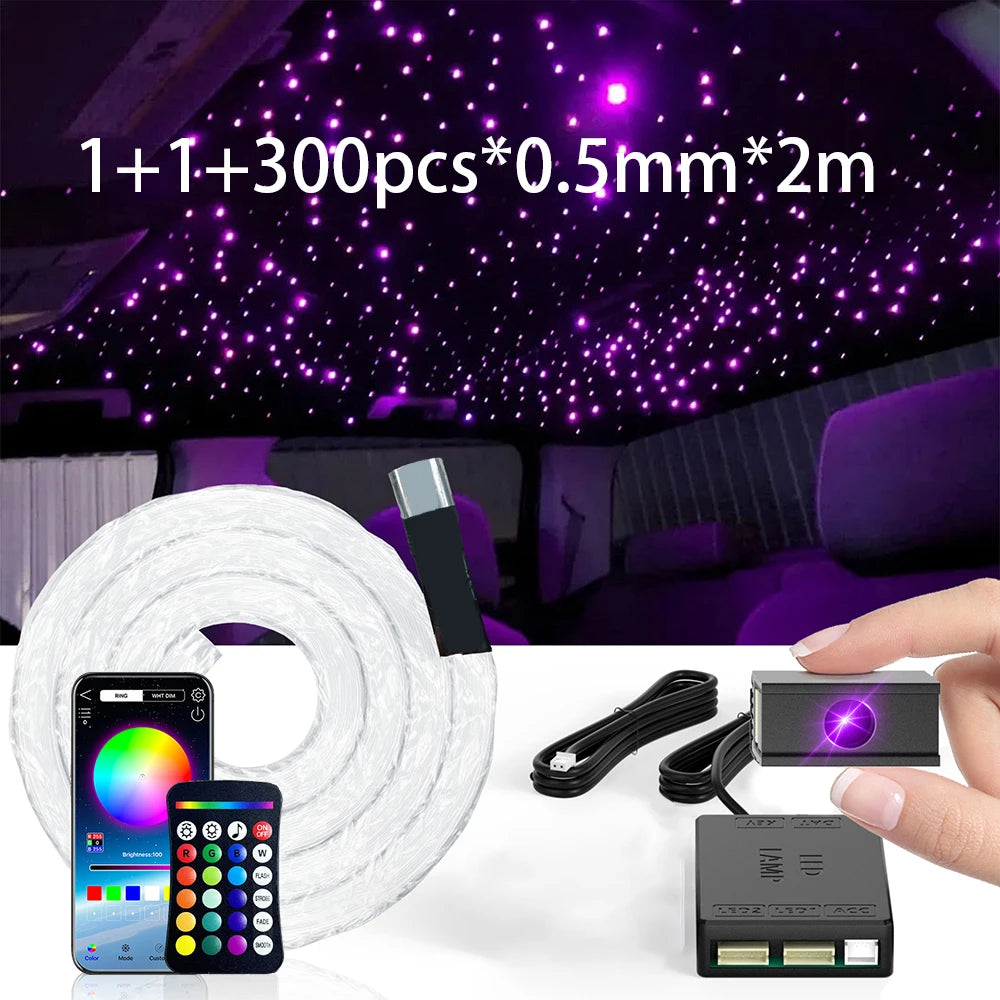 RGBW 1+1 Split Machine Car Roof Star Light APP Control Fiber Optic Star Ceiling Light Starry Sky Ceiling for Car Home