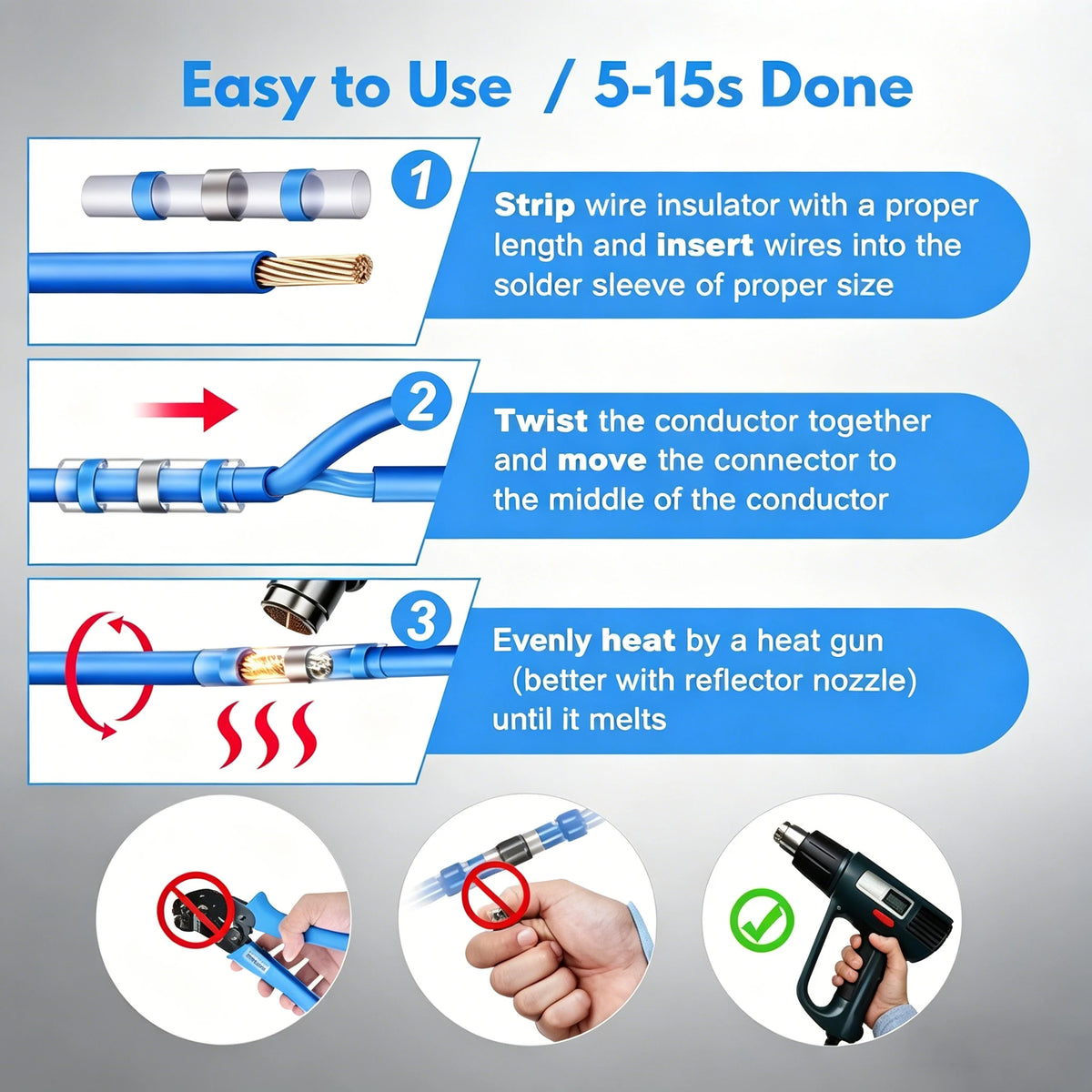Solder Insulated Heat Shrink Butt Connector Waterproof Elect
