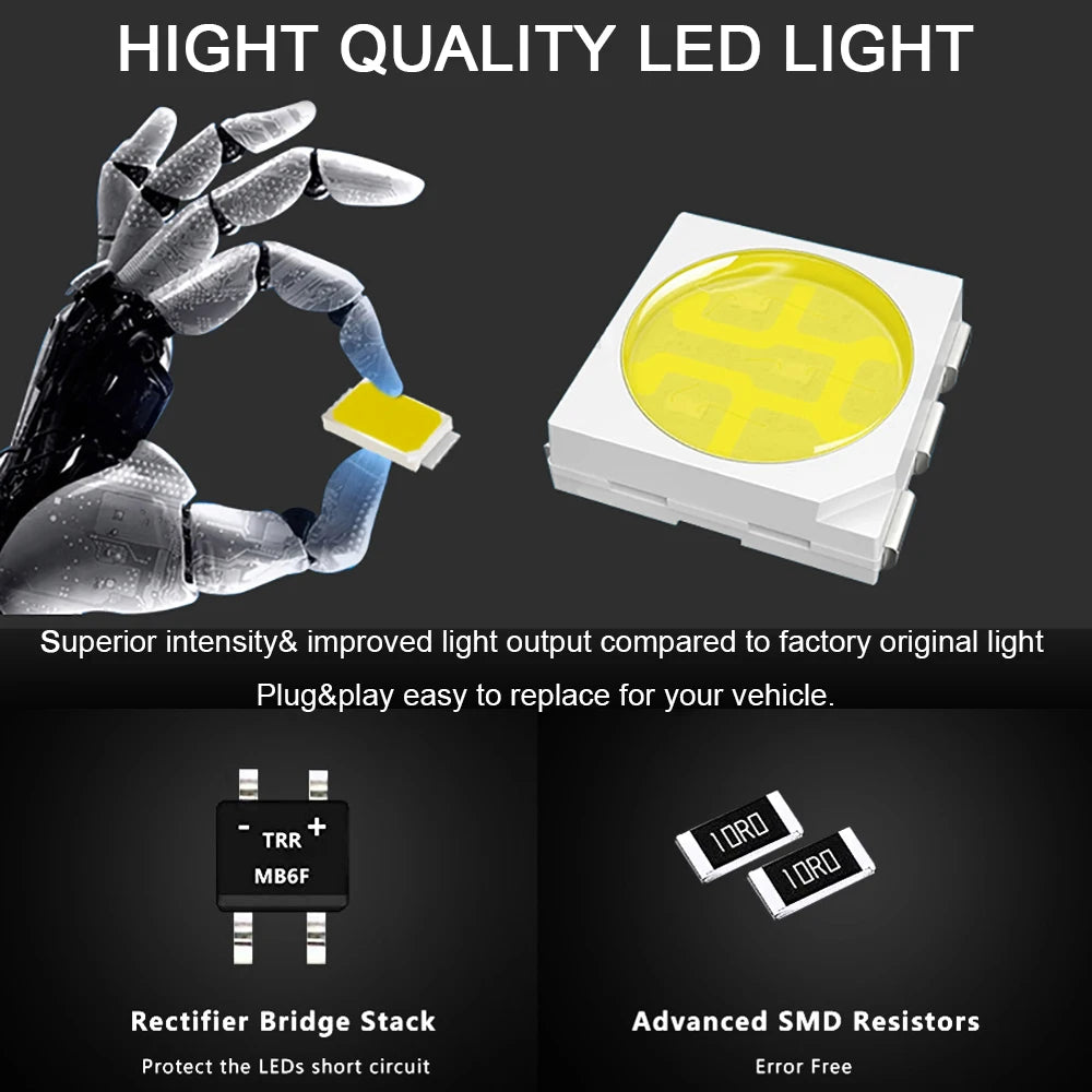 2Pcs LED Interior Sun Visor Vanity Mirror Light Car Front Do