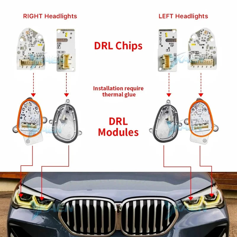 Angel Eyes LED DRL Boards For BMW X1 F48 F49 LCI 2019-2022 Blue Red Daytime Running Light Turn Signal for BMW