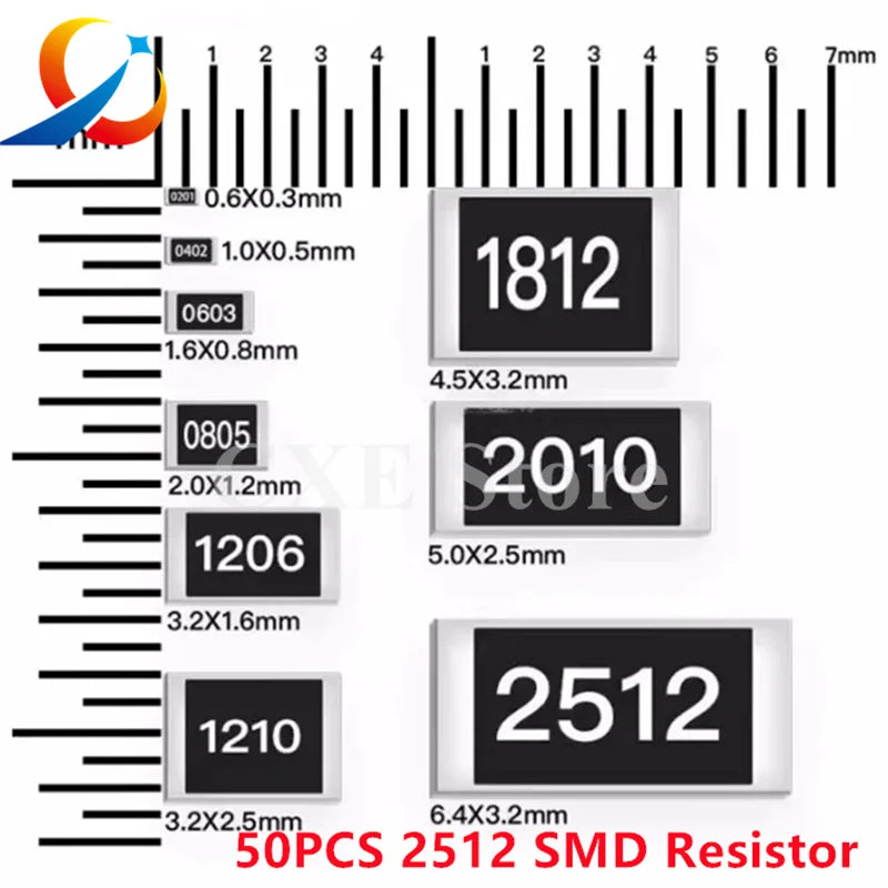 100PCS 2512 SMD Resistor 0R 10R 20R 47R 100R 220R 470R 100 o