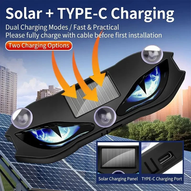 Solar Powered Car Neon Light Wireless Cool DEMON EYE Led Amb