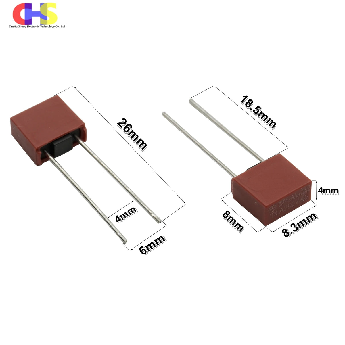 (10-100PCS) 392 Square Plastic Fuse Slow Blow 250V T 0.5A 0.