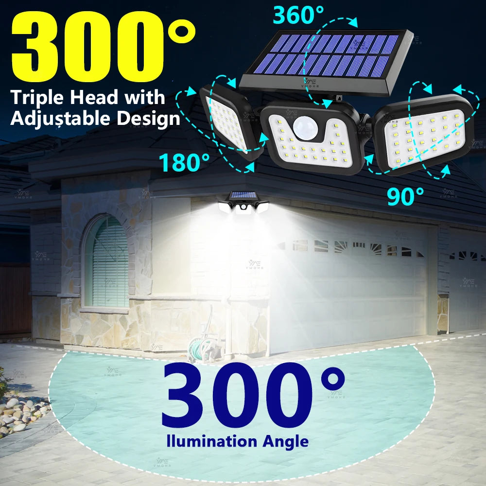 3 Head Solar Lights Outdoor Waterproof Motion Sensor Light 3