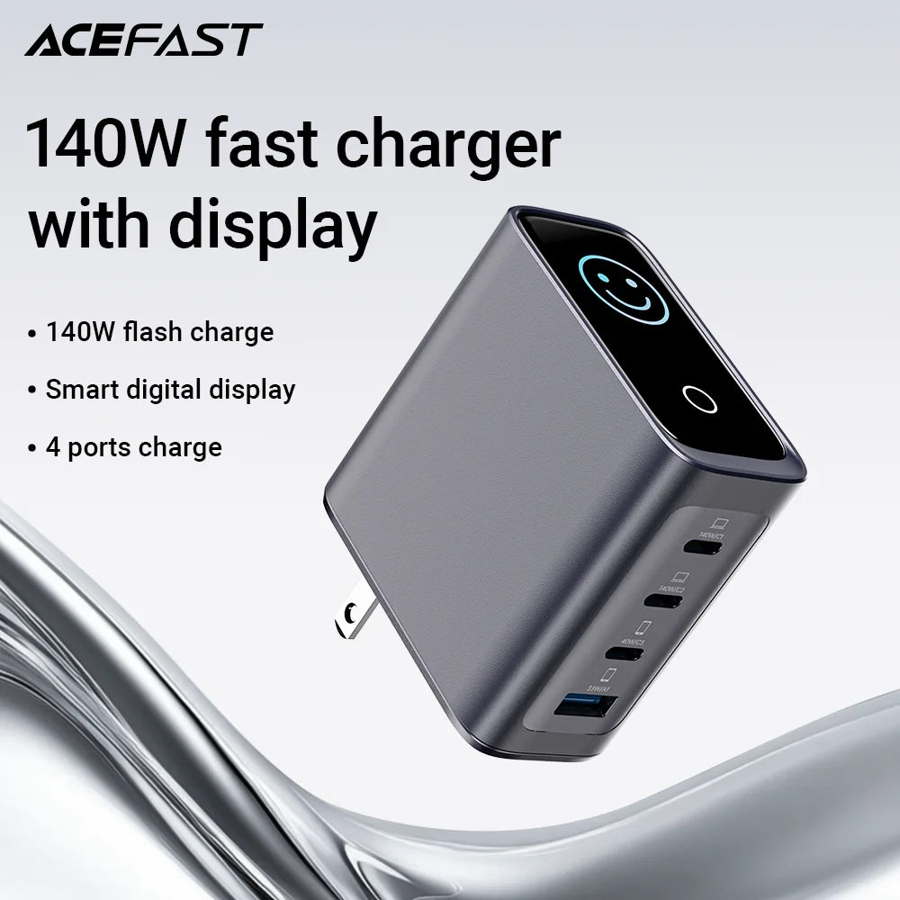 ACEFAST US Plug GaN 140W Fast Charging Phone Charger LED Dis