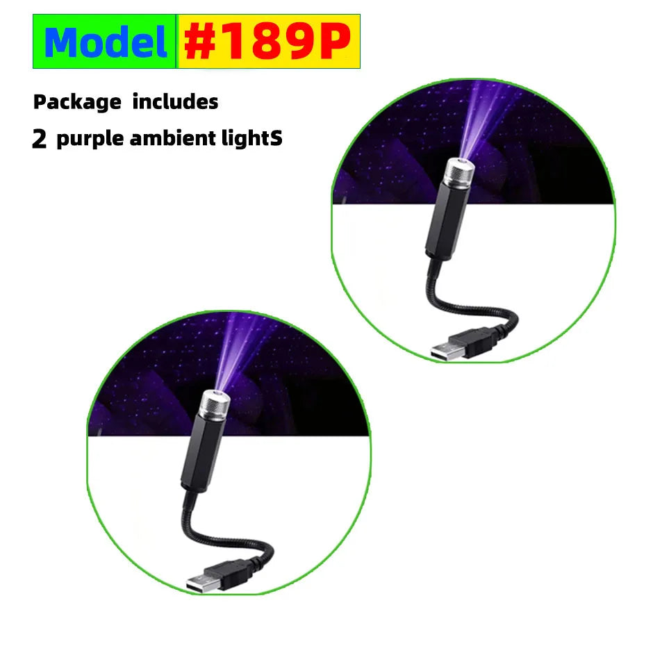 QXNY Mini Car LED Starry Sky Night Light 5V USB Powered Galaxy Star Projector Atmosphere Lamp for Car Roof Room Ceiling Decor