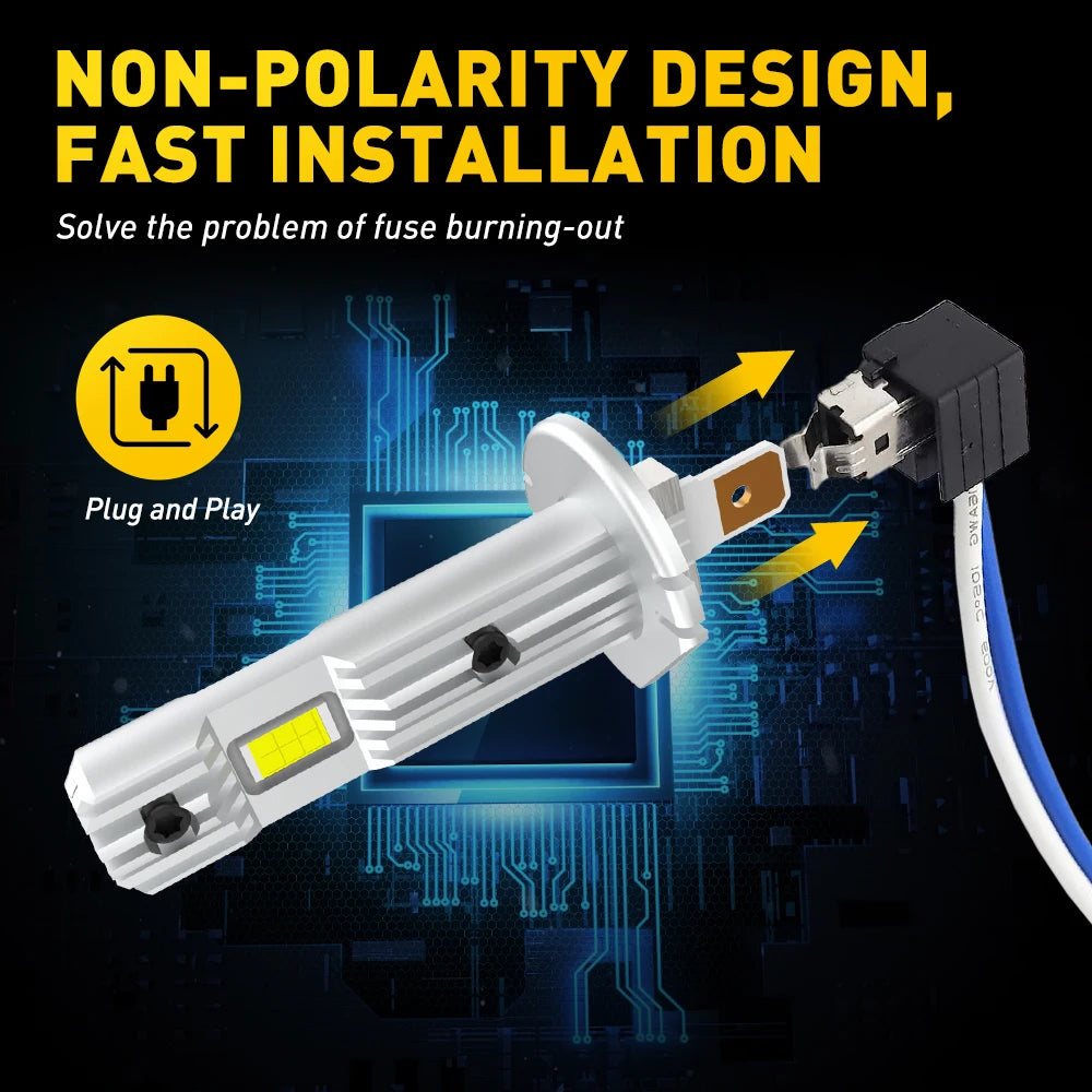 AUXITO 2Pcs 12000LM H1 LED Headlight Bulb H1 LED Canbus Car 