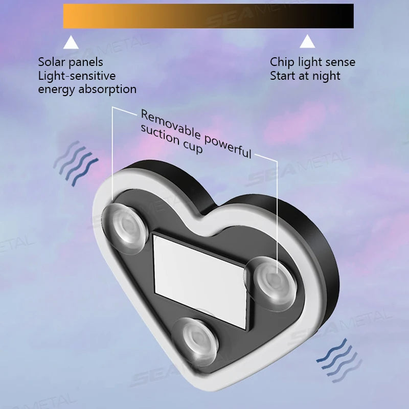 SEAMETAL Universal Car Solar Heart-shaped Light Car Window L