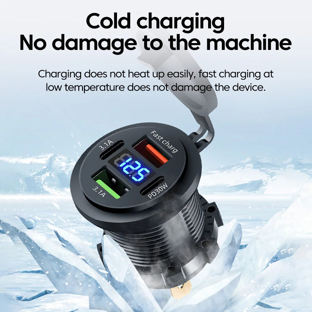 Elough Dual PD30W Dual QC 3.0 USB Car Charger Type C Fast Ch