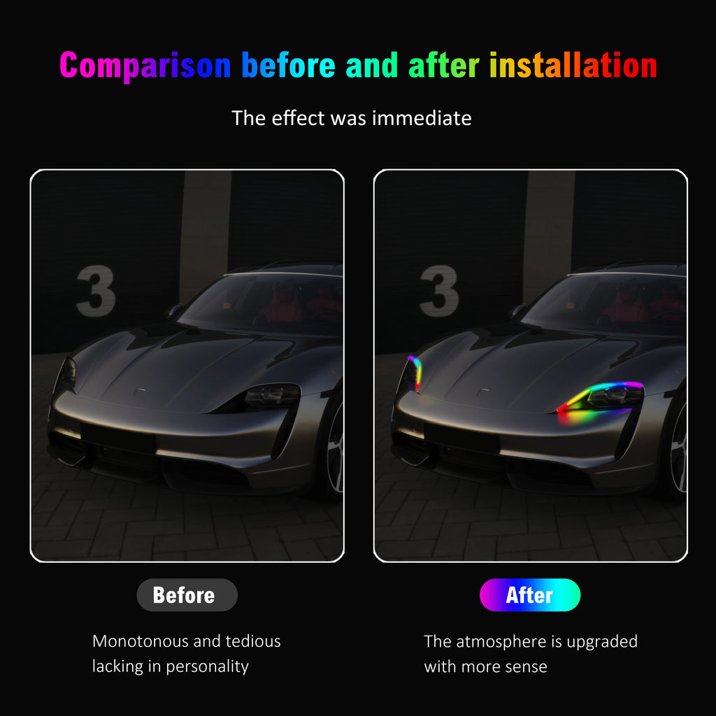 2PCS 30/45/60cm DRL Car LED Daytime Running Light APP Contro