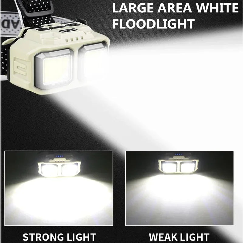 COB Sensor Headlamp LED Head Light Camping Fishing Mining Li
