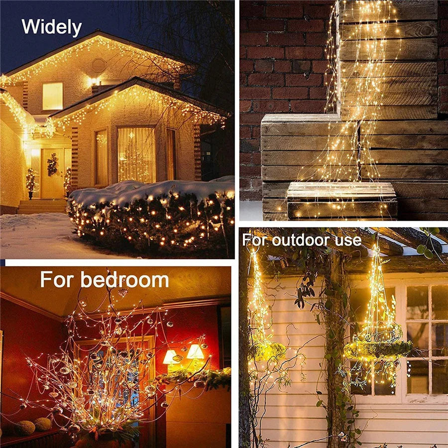 New 100/200LED Copper Wire Tree Vine Waterfall String Lights