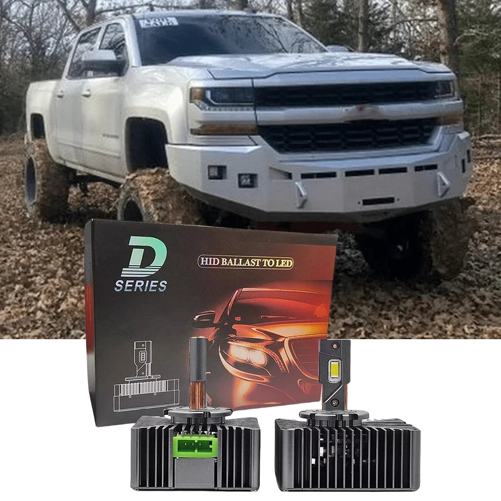 LED Headlight Bulbs High-Low for Chevy Silverado 1500 2016-2018 Replace HID D5R Plug and Play LEB Bulbs Car