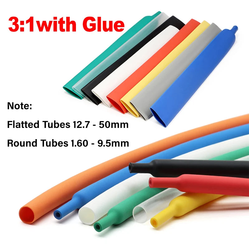 2M 11 Colors 3 1 with Glue Heat Shrink Tube 1.6mm 50mm Dual 