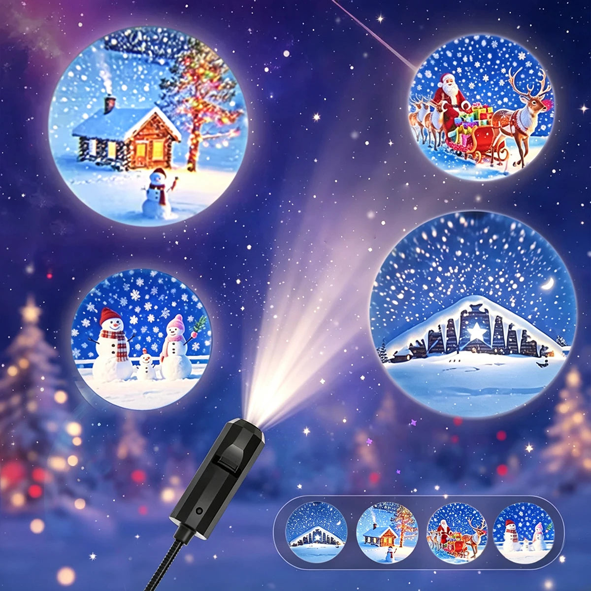 USB Christmas Projection Light Xmas Theme Slides Projection 