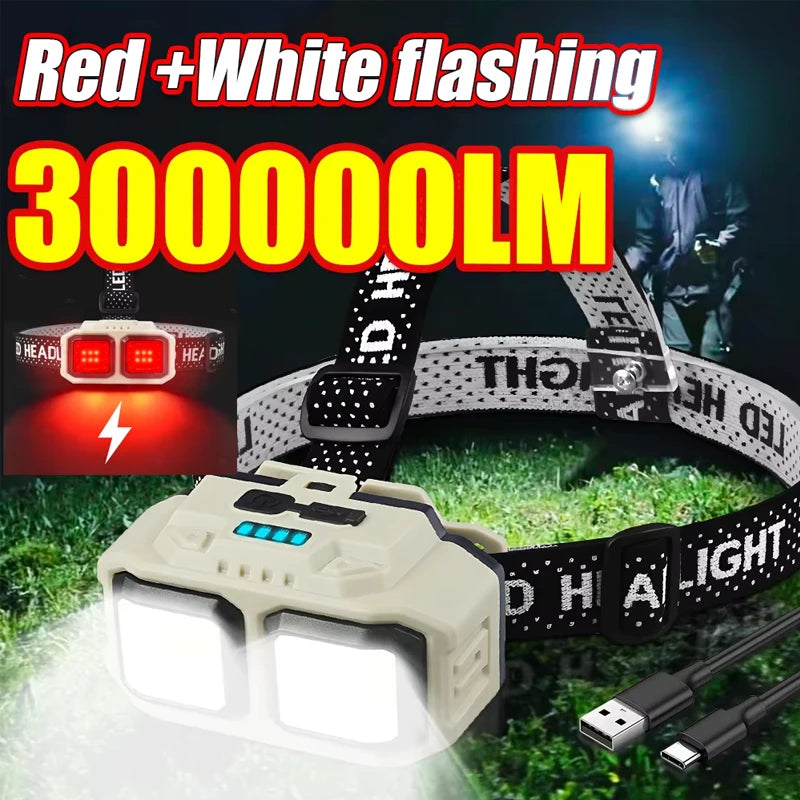 Super Bright LED Induction Headlamp USB Rechargeable Flashli