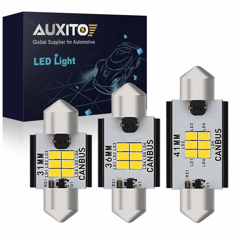 AUXITO 2PCS 12v 31mm 36mm 41mm C10W C5W Festoon LED Light Bu
