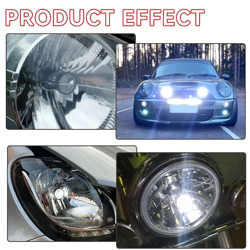 H4 LED Projector Motorcycle Headlight Bulbs Bi LED Lens Proj