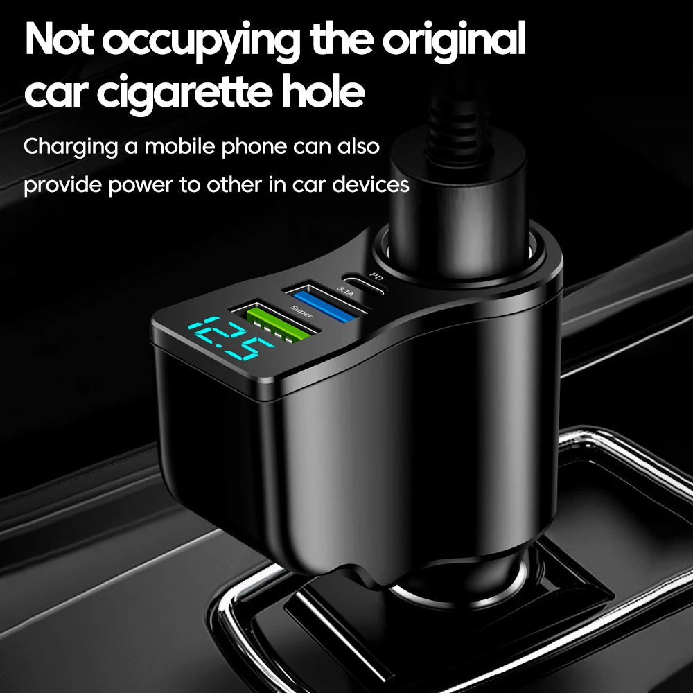 4 in 1 66W Car Charger Fast Charging Socket Splitter Dual US