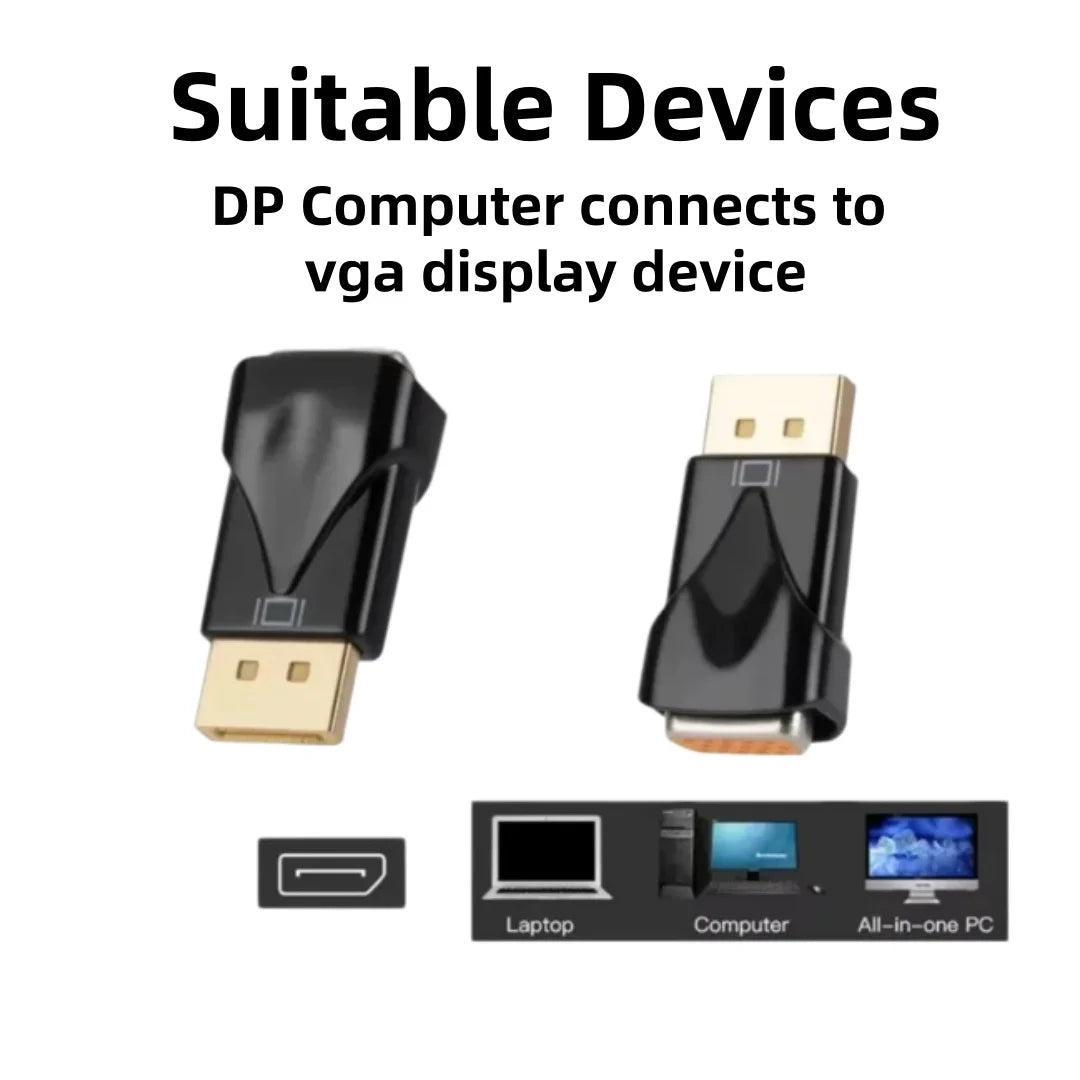 DP to VGA Adapter 1080P DisplayPort Male to VGA Female Gold-