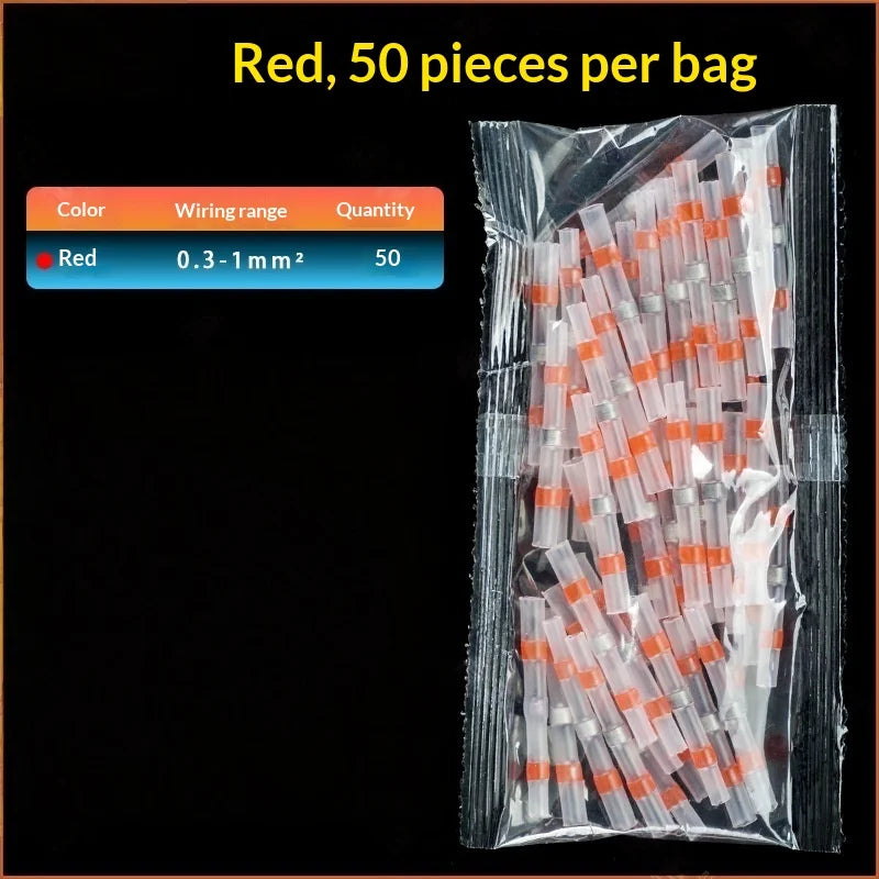 50/70/100Pcs Electric Copper Tape Solder Sleeve Heat Shrink Butt Wire Connectors Waterproof Tin Ring Terminal Solder Seal