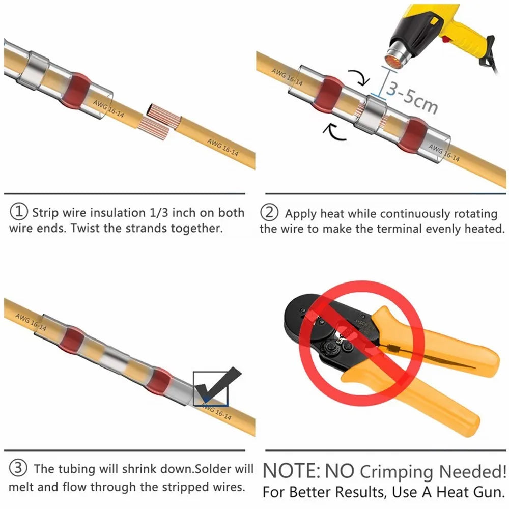 Solder Seal Heat Shrink Waterproof Butt Wire Connectors Term